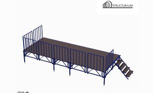 Изображение для товара Сборно-разборный подиум (сцена) с лестницей и перилами ПД-15