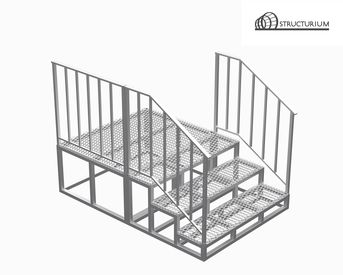 Изображение для товара Лестница металлическая с перилами и площадкой (3 ступени)
